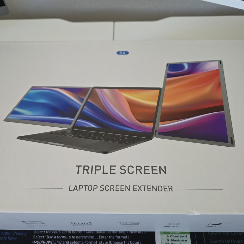 S6 Triple Screen Laptop Extender 15.6in IPS 1920x1080 USB-C HDMI Portable